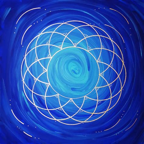 Acrylic Painting 50x50 Energy Painting Abstract Self Painted Wall Decoration Blue Gold