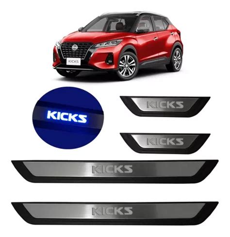 Kit Soleira De Porta C Led Nissan Kicks 2021 Em Diante Inox