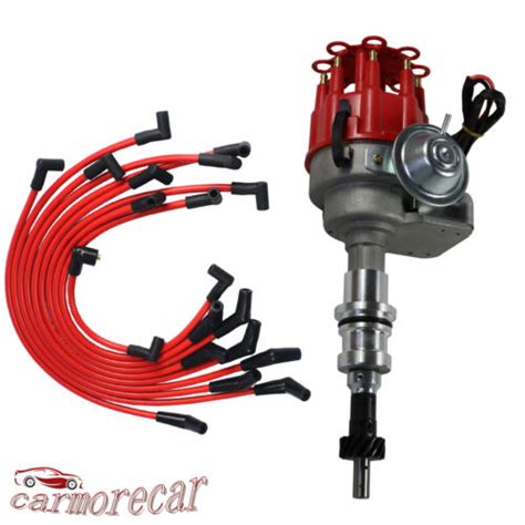 New Red Cap Hei Distributor And Plug Wires 289 302 For Ford Mercury Small Block Ebay