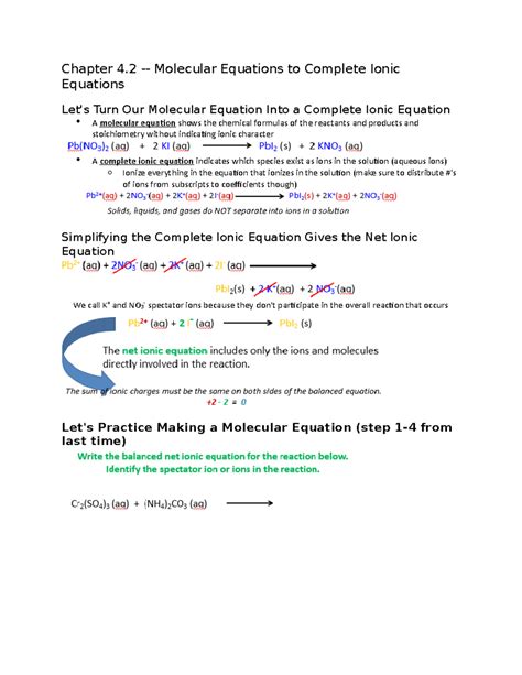 Chem Chapter 42 Chapter 4 Molecular Equations To Complete Ionic