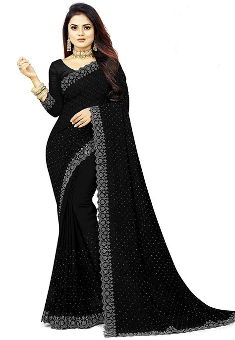 Buy Embellished Georgette Saree In Black Online SFS2417 Utsav Fashion