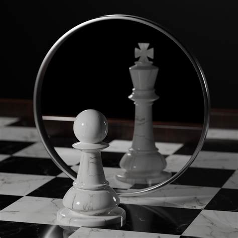 Premium Photo A Chess Piece Is In Front Of A Mirror That Has A White