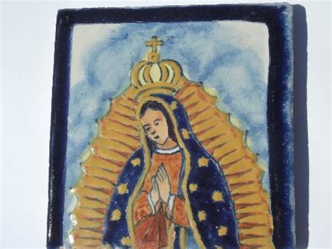 hand painted Mexican Talavera pottery tiles Mary Our Lady of Guadalupe