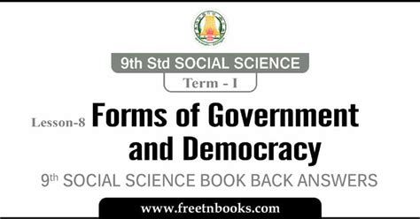 9th Standard Social Science Guide Forms Of Government And Democracy