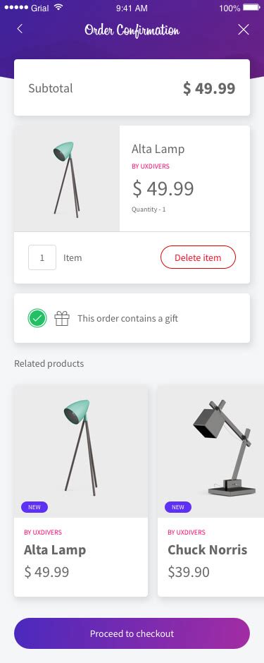 Order Confirmation Page Grial UI Kit For Xamarin Forms