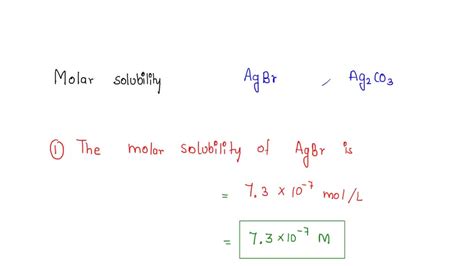 Solved What Is The Calculated Molar Solubility In Water At 25 Â°c Of Agbr The Molar Solubility