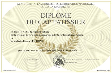 Diplome Du Cap Patissier