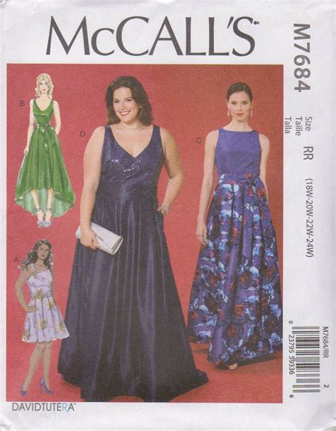 Mccalls Sewing Pattern 7684 M7684 Womens Plus Size 18w 24w Easy Formal