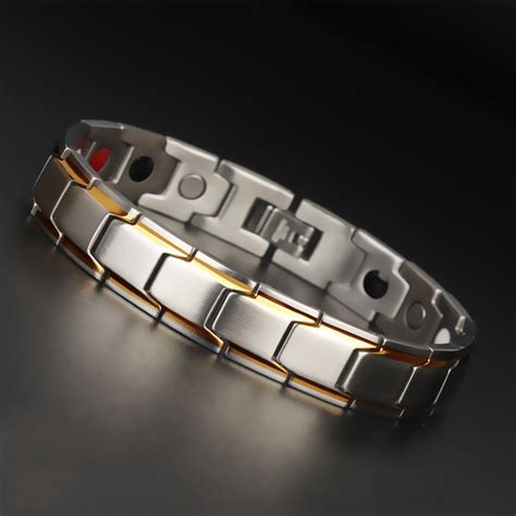 Luxury Fashion Health Energy Bracelet Men Stainless Steel Bio Magnetic