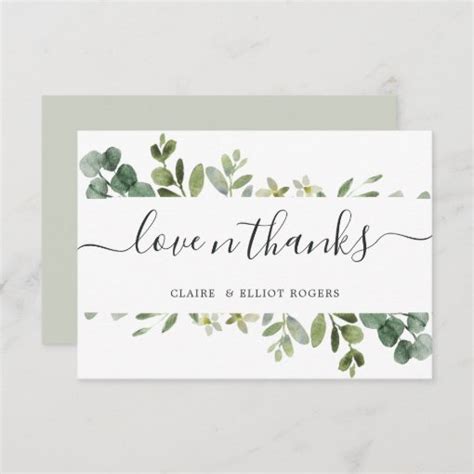 Eucalyptus Green Foliage Thank You Card Zazzle