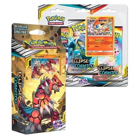 Kit 2 Decks Pokémon Sol e Lua Eclipse Cósmico Kyogre Groudon Sandra