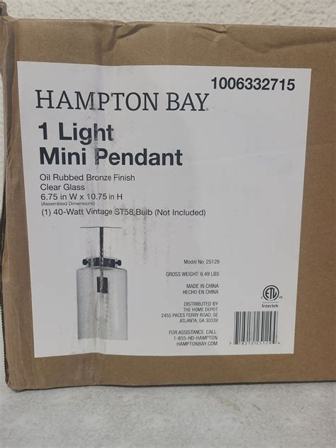 Hampton Bay Mullins In Light Oil Rubbed Bronze Mini Pendant