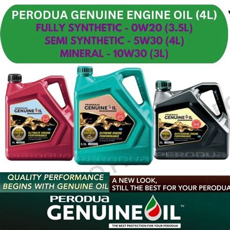 Perodua Genuine Engine Oil Fully Synthetic W Semi Synthetic