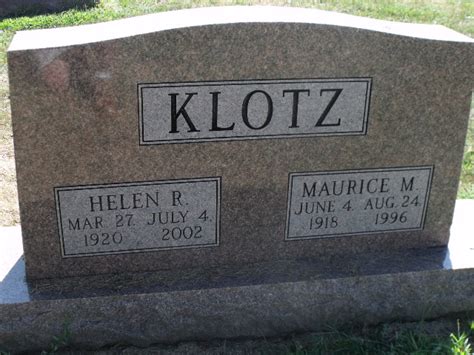 Helen L Reinhart Klotz M Morial Find A Grave