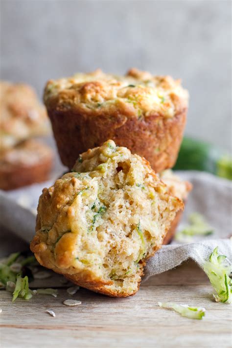 Zucchini Oat Greek Yogurt Muffins Running With Spoons