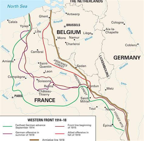 The Western Front, 1914-18. Historical map. Pictures | Getty Images