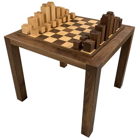 Vintage Monumental Carved Wood Game Table And Chess Pieces At 1stdibs