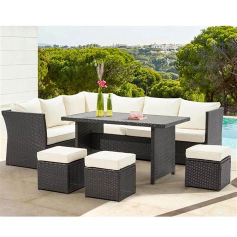 Aecojoy Black Pieces Wicker Patio Sectional Conversation Set With