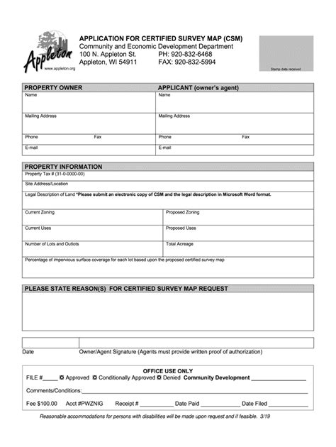 Fillable Online Application For Certified Survey Map Csm Fax Email