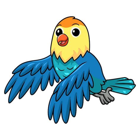 Lindo Parblue Opalina Lovebird Dibujos Animados Volando Vector Premium