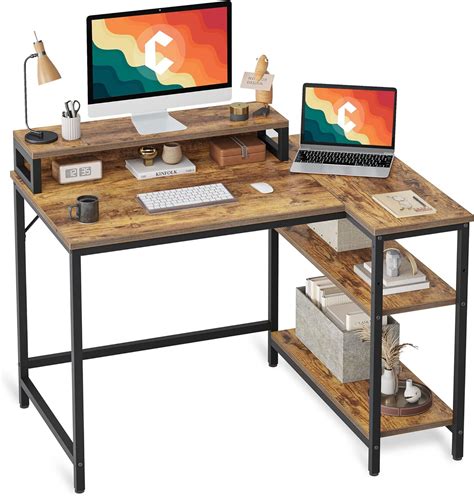 Amazon CubiCubi 43 Small L Shaped Computer Desk With Monitor