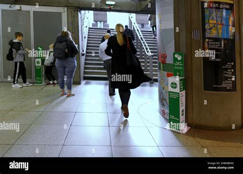 Passengers Exit Westminster Underground Station Hi Res Stock