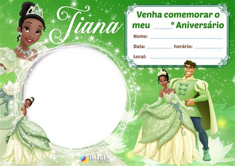 Convite de aniversário Tiana para preencher baixe grátis convites para