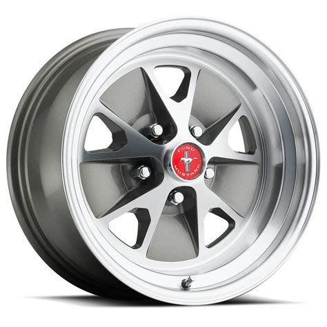 1965-1973 Mustang Legendary Styled Alloy Wheel, 15 X 7, Charcoal, Machined