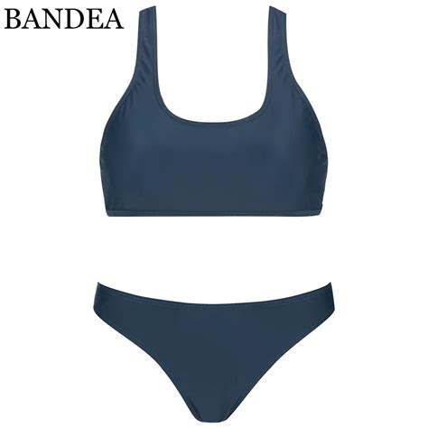 Bandea Swimwear Women Bikini Sport Bikini Set Solid Blue Swimsuit Sexy