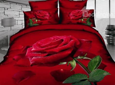 Top Class Luxury Penoy Rose 3d Print 4 Piece Bedding Sets Rose