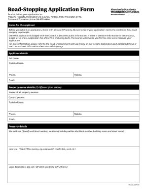 Fillable Online Wellington Govt Road Stopping Application Form