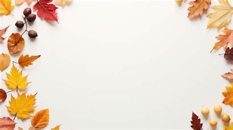 Premium AI Image | Frame made of autumn leaves on white background