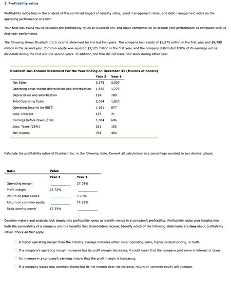 Solved 3 Profitability Ratios Profitability Ratios Help In Chegg