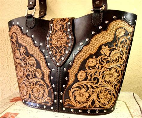 Hand Tooled Leather Bag Leather Tote Bag Sheridan Handbag Etsy