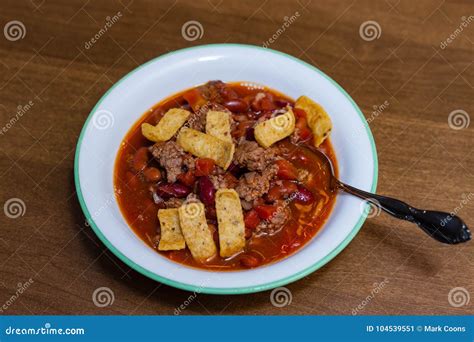 Bowl of Homemade Chili with Corn Chips Stock Image - Image of beans ...