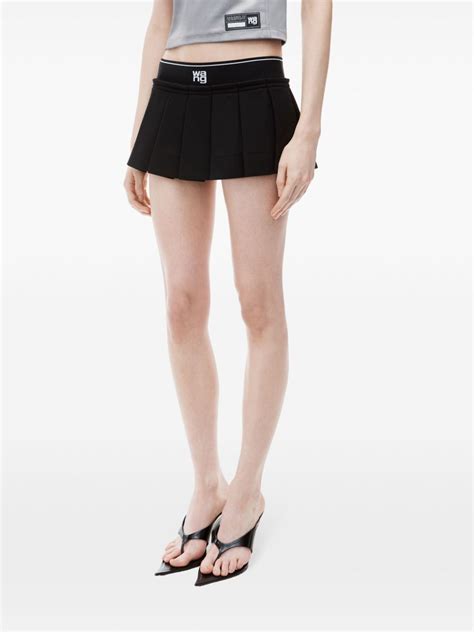 Alexander Wang Logo Waistband Pleated Mini Skirt Black Farfetch Uk