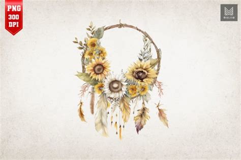 Sunflower Dreamcatcher Watercolor Bundle Bundle Creative Fabrica