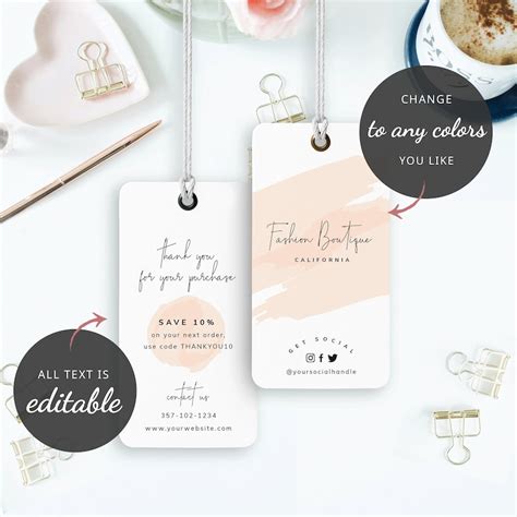 Editable Boutique Hang Tag Template Printable Clothing Tag Etsy