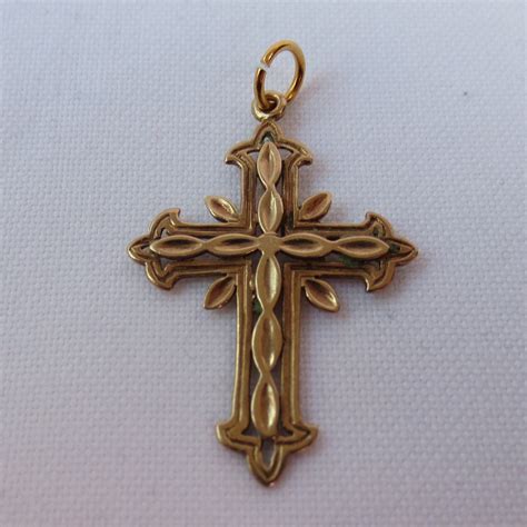 Art Nouveau Cross 14k Yellow Gold Cross Filigree