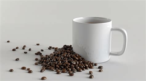 Coffee Mug Coffee Beans White Background Scene Drink Bean Mug Background Image And Wallpaper