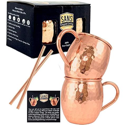 Moscow Mule Copper Mugs Set Of 2 16 Oz Each And Straws From