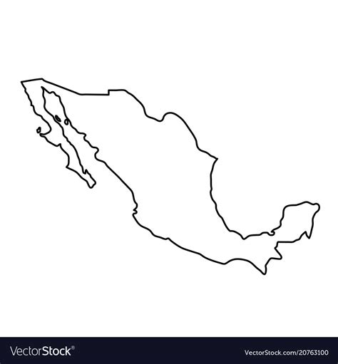 Mexico Map Black Contour Curves Of Royalty Free Vector Image