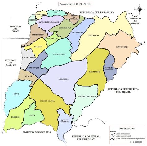 Mapa de Corrientes Provincia Departamentos Turístico Descargar e