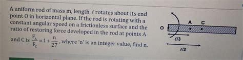 A Uniform Rod Of Mass M Length Rotates About Its Physics