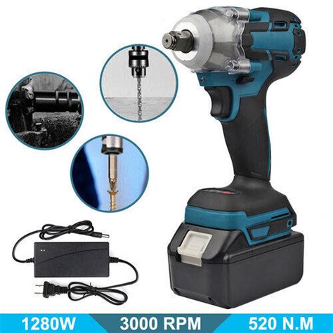 Cordless Electric Impact Wrench Gun High Power Driver With Li Ion