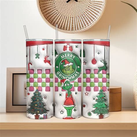 Merry Grinchmas Tumbler Wrap Christmas Tumbler Png Oz Skinny