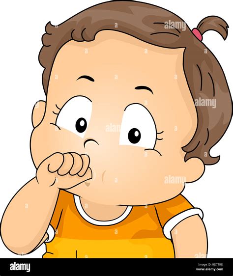 Illustration D Un Enfant Fille Enfant Sucer Son Pouce Photo Stock Alamy