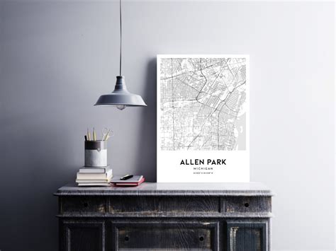 Allen Park Map Print, Allen Park Map Poster Wall Art, Mi City Map ...