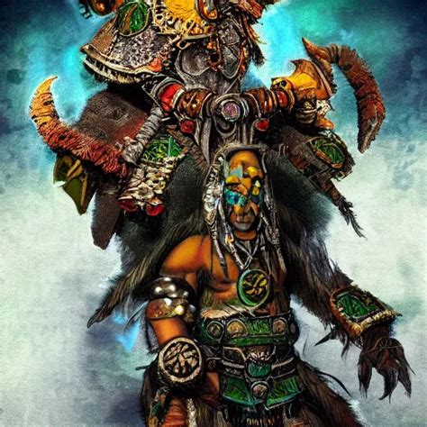 A Photo Of A Shaman Gobelin In The Style Of Warhammer Stable