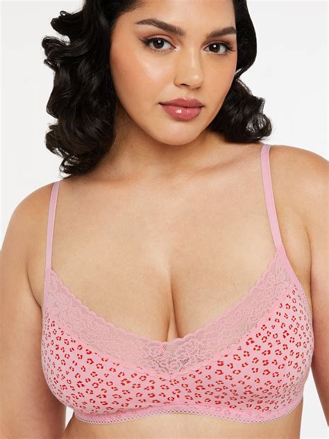 Cotton Essentials Lace Trim Bralette In Pink Savage X Fenty